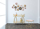 Carrello Ribbon 80x40x75 cm in Ferro MDF e Specchio Oro
