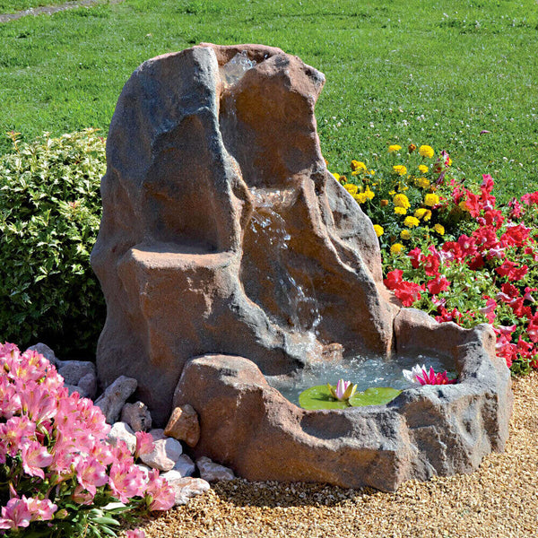 Künstlicher Gartenfelsen-Wasserfall 90 x 68 x 83 cm aus Fiberglas mit Pumpe sconto