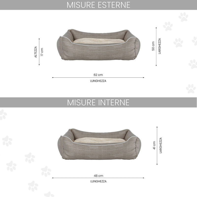 Cuccia con Cuscino Doubleface per Cani e Gatti Dandy Beige