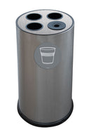 Pattumiera a Bidone per Raccolta Differenziata Ø35x72 cm 3 Scomparti Tubolari e 1 Vaschetta in Acciaio Inox Satinato  