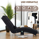 Poltrona Massaggiante con 8 Punti Vibranti e Riscaldamento 56x168x84 cm 5 Modalità Timer e Telecomando in Tessuto Effetto Lino Nero      