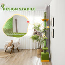 Albero Tiragraffi per Gatti 5 kg a Soffitto Alto 230-275 cm con Amaca Casetta Piattaforme in Tessuto Teddy e Sisal Verde      
