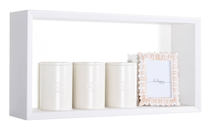 Mensola Cubo da Parete 70x35x15,5 cm in Fibra di Legno Artù Bianco