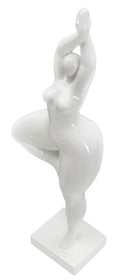 Statua Donnina Yoga 16x45,8x9 cm in Poliresina Bianco
