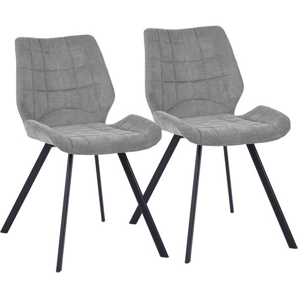Set 2 Sedie per Sala da Pranzo Tessuto Seduta Ergonomica Colore Grigio online