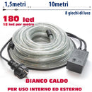 Tubo Luminoso LED da Esterno 10 m con Controller 8 Giochi di Luce IP44 Bianco Caldo      