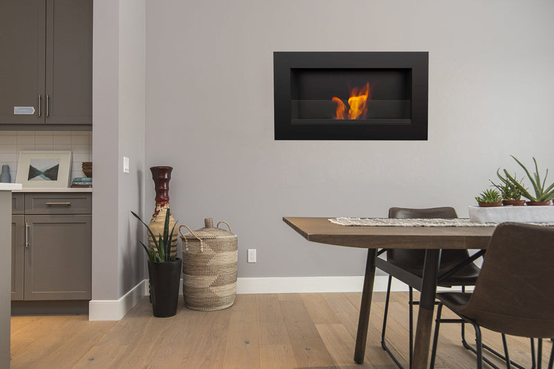 Camino a Bioetanolo da Parete 64,8x37,4 cm con Vetro o Senza Vetro Flig Washington Nero