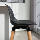 Set 2 Sgabelli Bar 43x43x91 cm con Schienale Poggiapiedi in Acciaio Seduta Imbottita Gambe in Legno e PU Nero      
