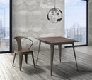 Tavolo Square Industrial 80x80x75 cm ELM Legno e Ferro Marrone