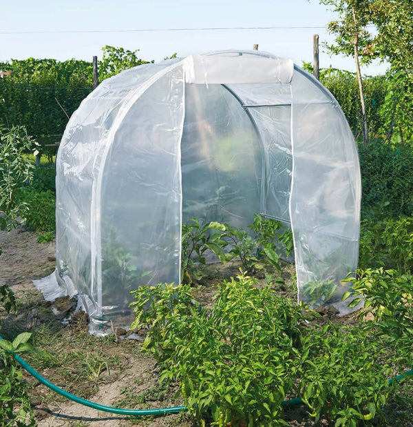 online Garten-Gewächshaus aus Stahl mit Rama Spring Mini-Stoff