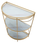 Mobiletto Glam Shelf 70x35x85 cm in Ferro MDF e Vetro Oro e Multicolor