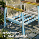 Set 4 Pezzi Salotto da Giardino Divano 2 Posti 2 Poltrone e Tavolino in Legno di Acacia e Metallo Grigio      