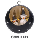 Sfera Natalizia in Metallo con Led nero cm Ø22xh22