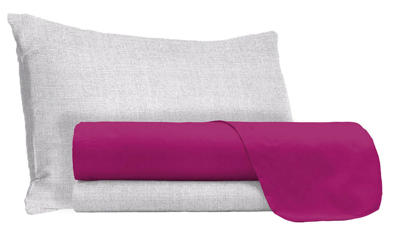 Set Lenzuola Sopra Sotto e Federe in Cotone Fucsia Varie Misure
