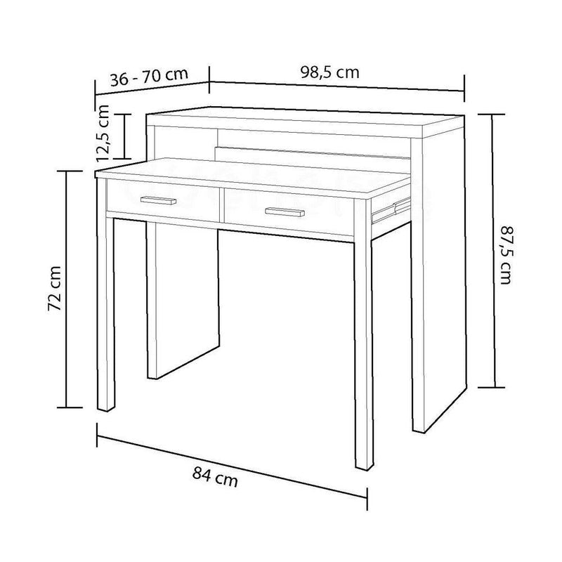 Scrivania Consolle Allungabile 2 Cassetti 98,5x36x87,5 cm in Legno Bianco