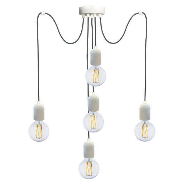 acquista Aufhängung 5xE27 3Mt Weiß E-Energy Elaide Lackierter Rahmen