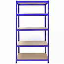 Set 5 Scaffali 5 Ripiani ad Incastro 90x45x180 Piani in MDF Struttura in Acciaio Blu