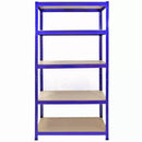 Set 4 Scaffali 5 Ripiani ad Incastro 90x50x180 cm e Martello Piani in MDF Struttura in Acciaio Blu