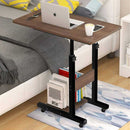 Tavolino Porta PC Computer da Letto Divano Regolabile con Ruote Noce