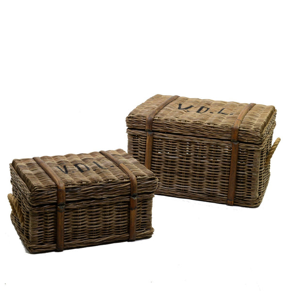 online Set 2 Rattan-Truhen 70x53H40cm Grau Adams