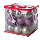 Set 27 Palle di Natale Ø8 cm in Plastica Rosa/Oro