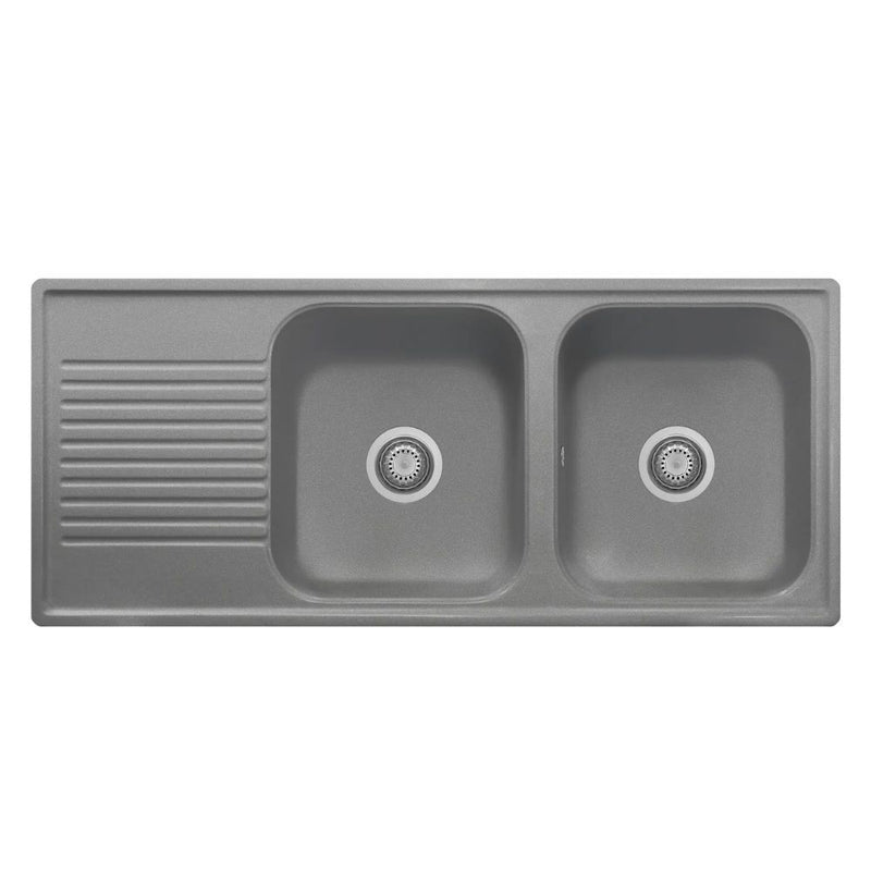 Lavello 116x50 cm 2 vasche gocciolatoio Titanio Samet