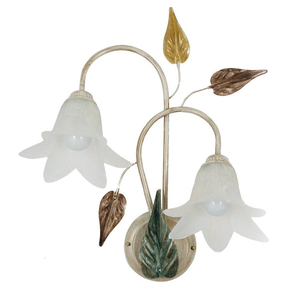 sconto Wandlampe 2xE14 gealterter Rahmen Glasstroh E-Energy Giorgia