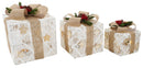 Set 3 Pacchi di Natale con LED in Plastica Oro con Stelle