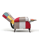 Poltrona Relax Reclinabile Tessuto Patchwork Imbottita con Poggiapiedi