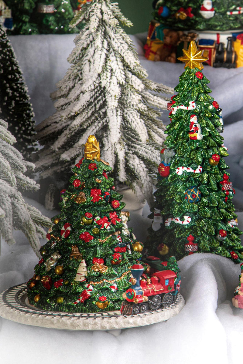 Abete Carillon con Treno Musica e Movimento H16 cm in Resina