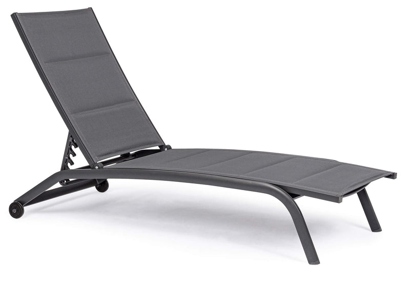 Lettino Prendisole da Giardino 61x192x96 cm con Ruote in Alluminio Antracite