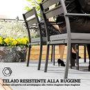 Set da Giardino con Tavolo Allungabile e 6 Sedie Impilabili con Cuscini Grigio     