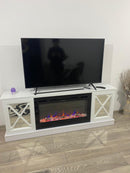 Camino Elettrico da Pavimento 68,5x182x30 cm Effetto Fiamma 1500W Sorento & Adeli