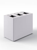 Pattumiera a 3 Scomparti Totale 135 L 84x44x63 cm con Contenitori Interni in Acciaio Verniciato Bianco 