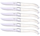 Set 6 Coltelli da Bistecca Lama Seghettata Manico in Acrilico ACR Avorio