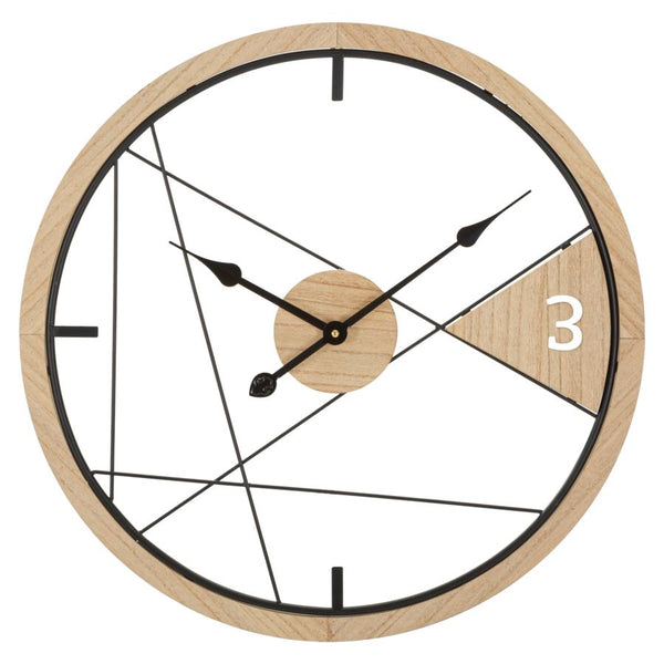 acquista Orologio da Muro Geometric Design 60x2,5x60 cm in Ferro e MDF Nero e Marrone