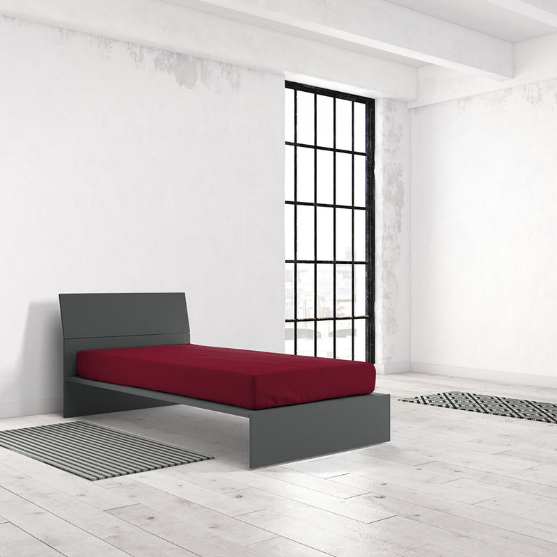 Lenzuolo Sotto con Angoli ed Elastico Tinta Unita Bordeaux