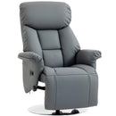Poltrona Relax Girevole 78x80x109 cm Reclinabile 130° con Poggiapiedi Braccioli Svasati in Finta Pelle Grigio      