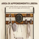 Mobile Ingresso Appendiabiti con Panca e Scarpiera 80x40x182 cm in Legno e Metallo Marrone e Nero  