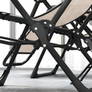 Set 2 Sedie Sdraio a Gravità Zero Pieghevoli e Tavolino Beige    