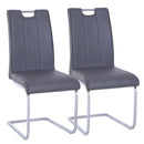 Set 2 Sedie Design Moderno in Metallo con Rivestimento in Pelle PU Grigio 