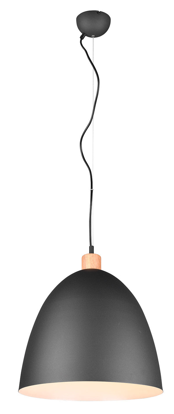 sconto Lampada a Sospensione da Interno Attacco E27 in Metallo Nero Opaco