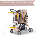 Passeggino per Cani Pieghevole Caffè 75x45x97 cm 