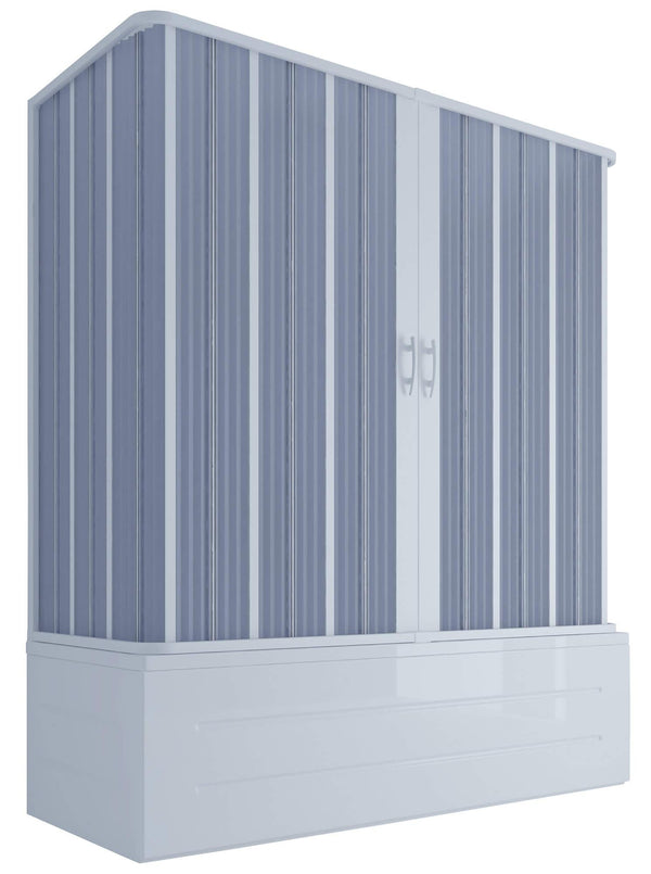 online 3-seitige Badewannenabtrennung 70 x 170 x 70 cm 2 PVC-Falttüren zentrale Öffnung H150 cm Dorini Weiß