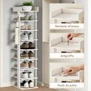 Scarpiera Organizzatore di Scarpe 30x30x128,4 cm con 9 Ripiani e Ganci Bianco      