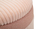 Puff con Contenitore Cortina Rosa Set 3 Pz Ø40,5x49,5 cm - Ø35x42 cm - Ø31x38 cm in MDF e Spugna e Poliestere Rosa      