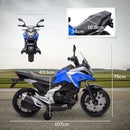 Moto Elettrica per Bambini 3-6 Anni Licenza Honda 12V Doppi Motori Rotelle Max 30 kg Blu      