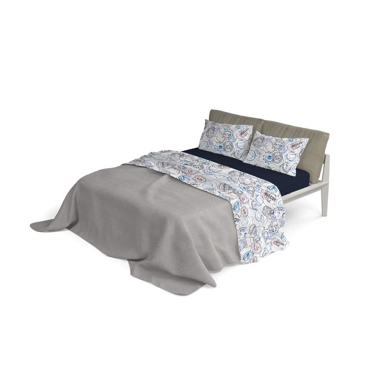 Set Lenzuola Sopra Sotto e Federe in Microfibra Travel Life Varie Misure