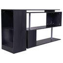 Scrivania Angolare da Ufficio 140x120x78,2 cm con Cassetti e Scaffale Girevole  Nera