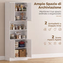 Credenza Dispensa da Cucina 60x30x170 cm con Mensola Regolabile in Pannello Truciolare Bianco      